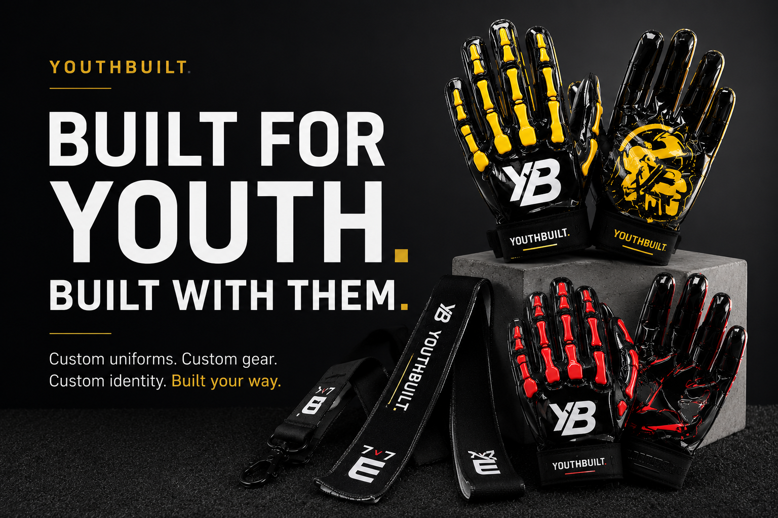 YouthBuilt branded football gloves and team gear