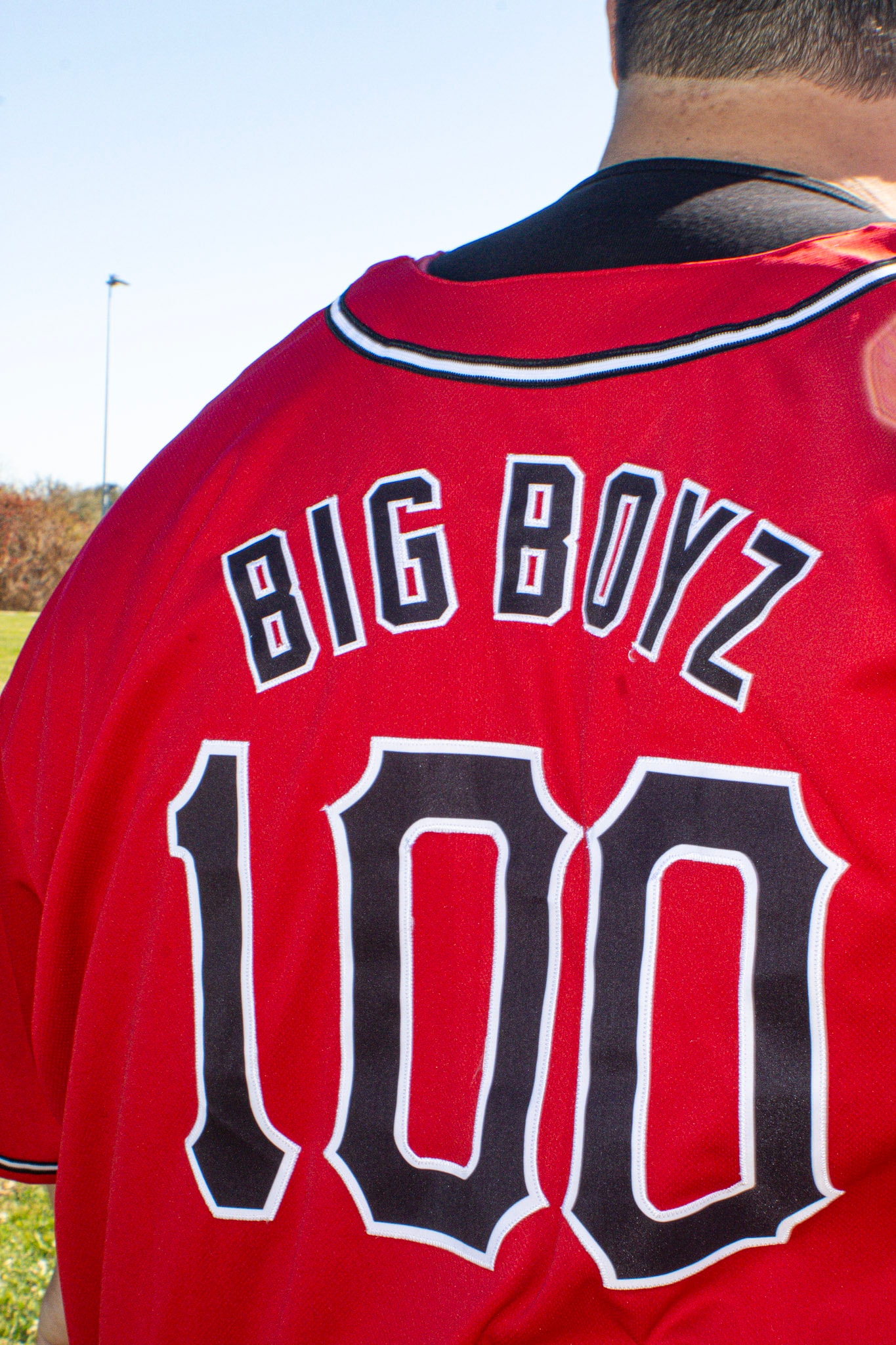 Custom jersey with team name and number on the back
